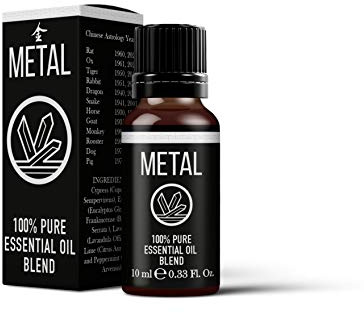 Mystix London | Chinese Metal Element Essential Oil Blend 10ml | Cypress • Eucalyptus • Frankincense • Lavender • Lime • Peppermint | Focus & Renewal Aromatherapy Oil | Vegan, GMO Free