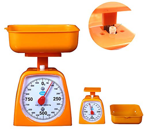 Tellgoy Báscula De Esfera Mecánica Clásica, Cuenco Extraíble 1000G (2.2Lb) Capacidad 5G Precisión para Cocina O Enseñanza Y Aprendizaje,Amarillo