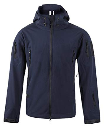 Ketamyy Homme Tactique Camouflage Veste Imperméable Softshell Doublure en Polaire Automne Hiver Outdoor Trekking Chasse Alpinisme Blouson Manteaux à Capuche Marine M