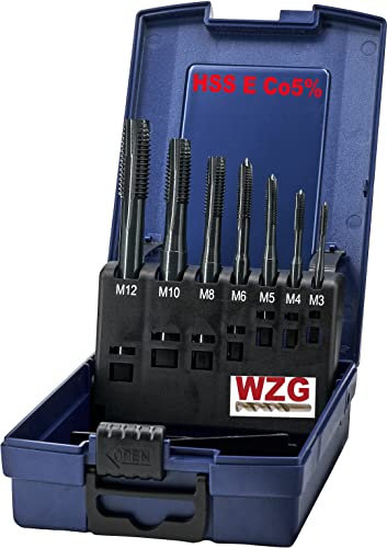 HSS E Co5% Gewindebohr Set Satz Metrisch M3, M4, M5, M6, M8, M10, M12 in ABS Box WZG