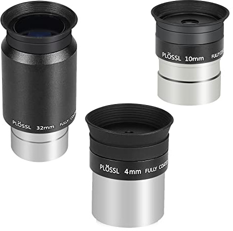 CelticBird 1.25'' Telescope Eyepiece Kit with 3 Plossl Eyepieces 4mm/10mm/32mm Fully Multicoated Optical Lens Metal Construction Fit for 1.25inch Astronomic Telescope and Astronomy Filters
