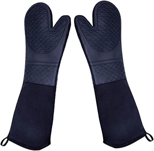 CELIKA Hitzebeständige Küchenhandschuhe, Grillen, Kochen, Backen, extra Lange Silikon-Ofenhandschuhe, Ofenhandschuhe, hitzebeständige Grillhandschuhe, isolierte Handschuhe
