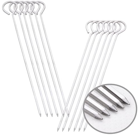 20 cm grillspett fyrkantiga metallgrillpinnar, HONSHEN 12-pack rostfritt stål spett, kebob, kabob set för grillutflykter matlagning (grillspett fyrkantig 8-i-12 p)