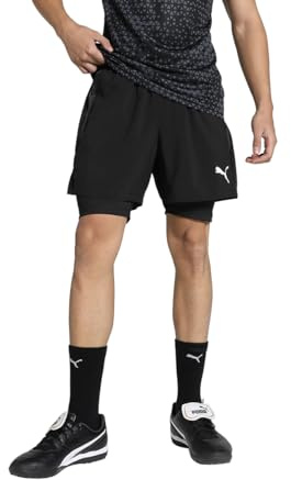 Puma teamGOAL 2in1 Short, Unisex-Erwachsene Gewebte Shorts, Puma Black-Puma White, 658774