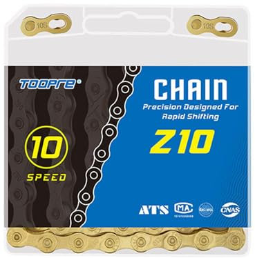 Fahrradkette 10 Fach Fahrrad Kette Gold 1/2 x 11/128 Inch 116 Glieder Kette Fahrrad Set Bmx Kette Mtb Kette Mountainbike Fahrradketten Fahradkette Bike Chain Fahrrad Zubehör Kettenwerkzeug