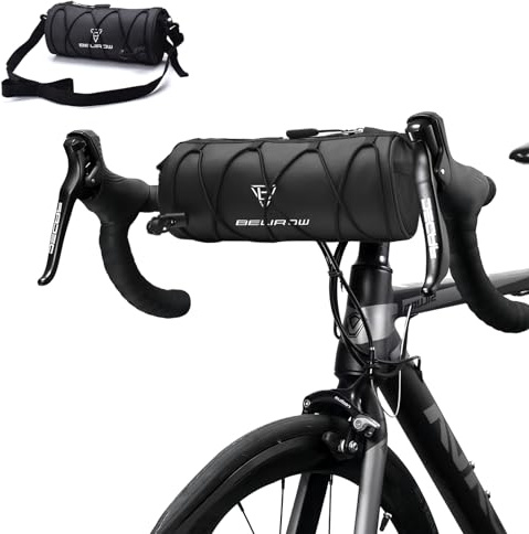 Azonelife Bolsa de Manillar Impermeable 2.4L con Correa de Hombro (Negro)