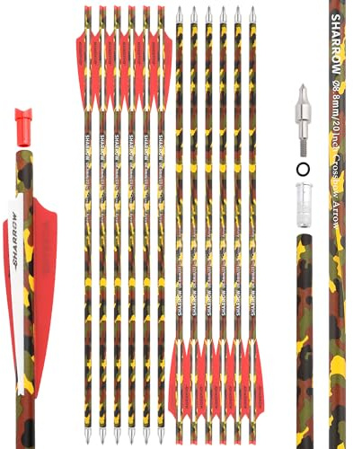 surwolf Frecce per Balestra Bullone per Balestra in Carbonio 16 17 18 20 22, Freccia in Carbonio da Caccia per Balestra Frecce per Balestra da Caccia 12 PCS (Rosso, 22)