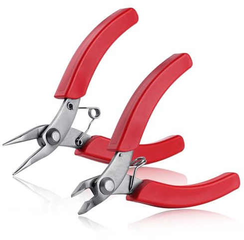 SPEEDWOX 2 Pack Mini Long Short Nose Pliers - 4.5 inch, Flush Cutter, Diagonal Oblique Cutter, Steel Wire Cutters