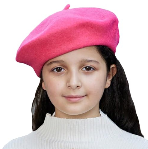 Gajaous Berretto Francese in Lana per Bambini, Berretto Artistico Classico e Caldo in Colore Unito per Bambina e Neonata