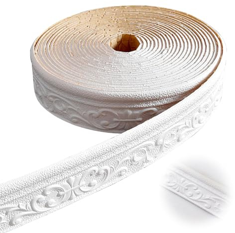Bocguy Modanature decorative autoadesive, 10 m, modanature decorative e in stucco, autoadesive, per corridoi, soffitti, angoli, decorazioni per la casa