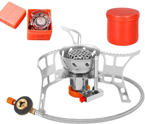 Stufa portatile - Bruciatore singolo pieghevole, adattatore per serbatoio esterno | Attrezzature da cucina compatte, da campeggio, viaggi, cucina leggera all'aperto e stufa compatta per