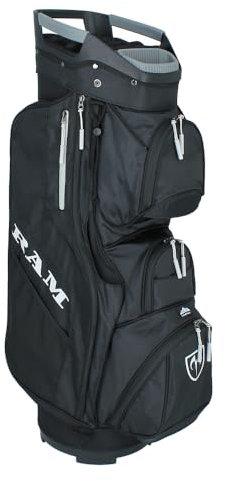 Ram Golf Deluxe Trolley Bag with 14 Full Length Dividers and Putter Slot, Black
