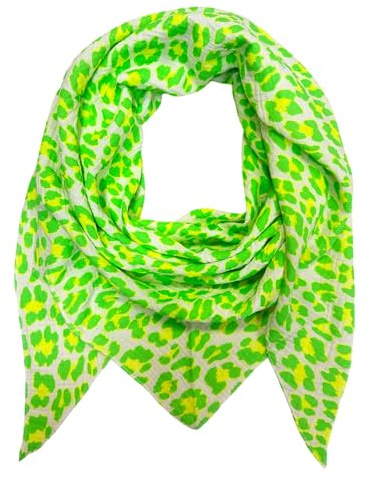 XL Écharpe triangulaire en tricot motif léopard printemps 100 % coton fabriqué en Italie mode écharpe triangulaire étole automne printemps foulard léopard