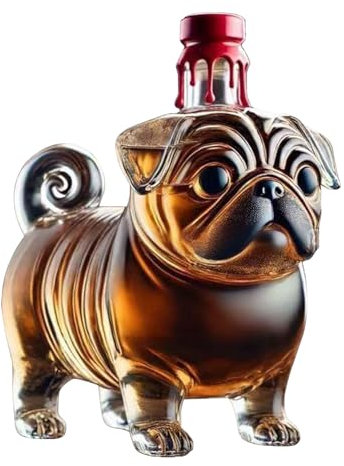 Bouteille en verre à whisky, carafe en forme de carlin, excellente fabrication, design en verre transparent, distributeur de liqueur élégant,