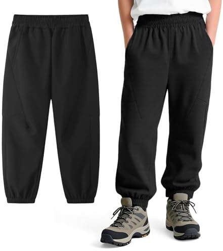 Domueay Vattentäta pojkbyxor Hiver Thermique Softshell-byxor 4–14 år, svart, 5-6 år