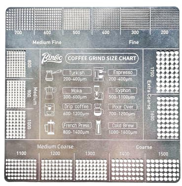 Tabla de tallas profesional de café molido de acero inoxidable 304, tarjeta de referencia grabada con láser para 8 métodos de preparación, guía de comparación de 16 niveles