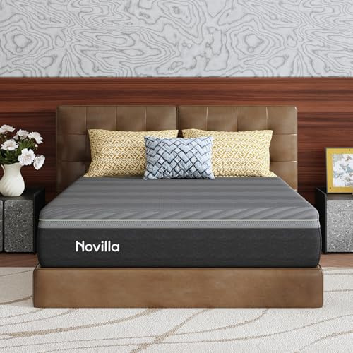 Novilla Coolmax Mattress, 140 x 200 cm, 7-Zone Gel & Greentea Memory Foam, Cold Foam Mattress, with Cooling Fabric, H3 and H4 Medium Firm, 25 cm Height, Oeko-Tex Certified Breathable Washable Cover