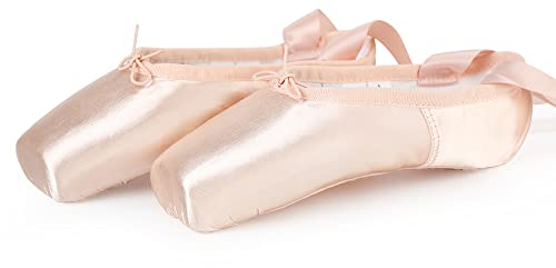 Spitzenschuhe Rosa Ballettschuhe Professionell Tanzschuhe mit Spitzenschoner und genähtes Band für Damen/Mädchen (Bitte wählen Sie eine Nummer größer) 40