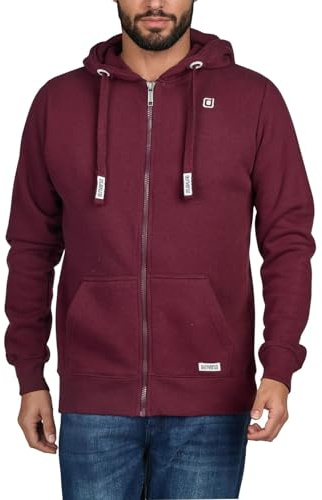 Riverso Noah Herrjacka med huva, svettjacka, sweatshirt, huvtröja, med dragkedja, enkel, bomull, grå, brun, grön, röd, blå, svart, S, M, L, XL, 2XL, 3XL, 4XL, 5XL, Port röd (15400), S