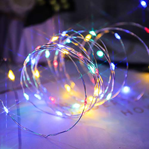 myCozyLite LED Fairy Lights, Multi Color, Battery Operated, 50 Micro LED String Lights, 5M for Indoor and Outdoor, Auto ON Off Timer Battery Saver