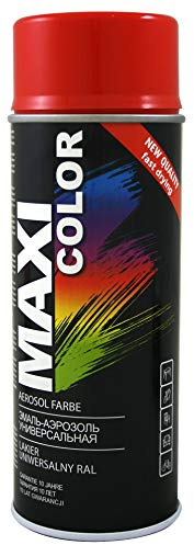 Maxi Color NEW QUALITY Sprühlack Lackspray Glanz 400ml Universelle spray Nitro-zellulose Farbe Sprühlack schnell trocknender Sprühfarbe (RAL 2002 blutorange glänzend)