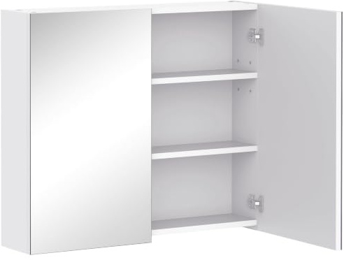HOMCOM Bathroom Mirror CabinetTall Wall Cabinet 70 x 15 x 60 cm White