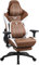 Dowinx Gaming Stuhl mit 4D-Armlehnen, Ergonomischer Gamer Stuhl mit Fußstütze Bürostuhl PU Leder, Bequeme Lordosenstütze Groß und hoch Gaming Sessel 180KG Braun