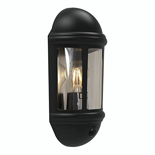 4lite Outdoor Half Wall Lantern (Black) IP65 Rated Motion Sensor Exterior Wall Lamp - 4L2/3411-4Yr Guarantee