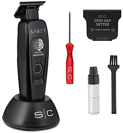 Professionell Stylecraft Saber Trimmer för män, hårklippare med mer sortiment, borstlös motor, 180 minuters sladdlös drifttid, justerbart blad 0 gap, metallkropp (svart)