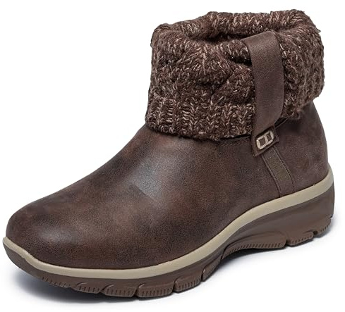 Skechers Women's Easy Going Cozy Weather 2 Ankle Boot, Chocolate Microleather/Knit, 4 UK