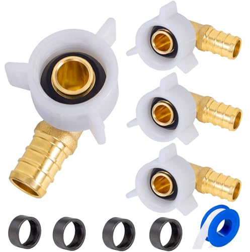 Breezliy PEX 1/2 x 1/2 NPT Female Threaded Swivel Elbow NPSM Brass Crimp Fittings, Pex Fittings 1/2 inch 90 Degree Swivel Female Adapter For RV Pex Faucet Connector(4PCS 1/2 Elbow)