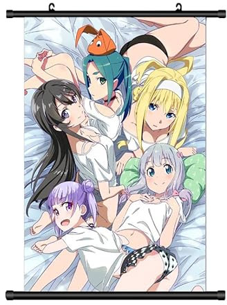 Großes 60x90CM Rascal does not Dream of Bunny Senpai Kakemono Rollbild | Anime Manga Stoffposter Rollbild Wallscroll Poster Deko | Wanddeko Geschenk | Motiv: Bunny Girl & Freunde