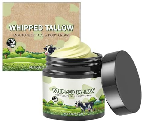 Grass Fed Beef Tallow Face Cream | Beef Tallow Moisturiser | Deeply Nourishing, Non-Greasy Formula | Improves Skin Barrier, Lasting Hydration | For All Skin Types | With Glycerin & Petroleum Jelly