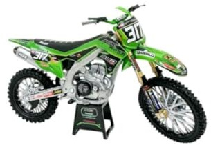 NewRay Miniatyrmotorcykel Kawasaki KXF Bud Racing Team 24 Replica 317 1/12e