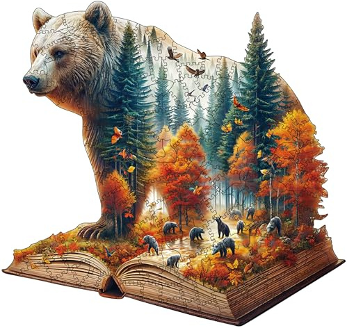 Puzzle in legno per adulti, 200 pezzi, puzzle in legno per adulti (orso)
