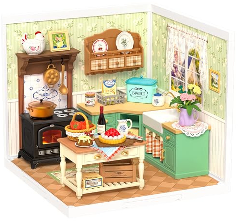 Rolife Super Creator Modellismo Casa in Miniatura da Costruire Kit Fai da te Per Adulti Kit di Costruzione di Mini Casa Scatola Espositiva Impilabile Senza Colla (Farmhouse Kitchen)