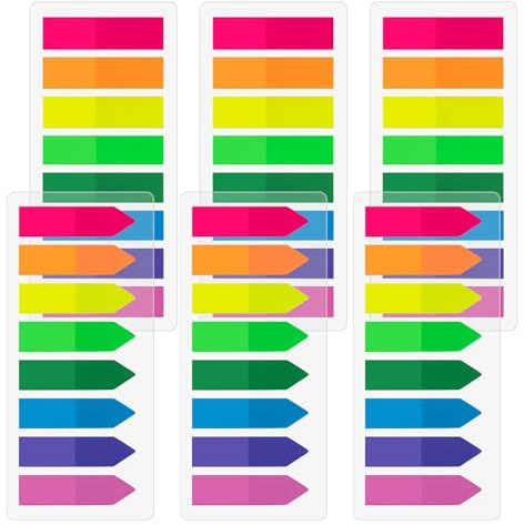 JEFURE Marque Page Adhesif Transparent, 1200 Pièces, 8 Couleurs, 2 Formats | Sticky Notes Inscriptibles, Index Tabs Repositionnables, Notes Adhésives pour Livres, Cahiers, École, Bureau, Maison