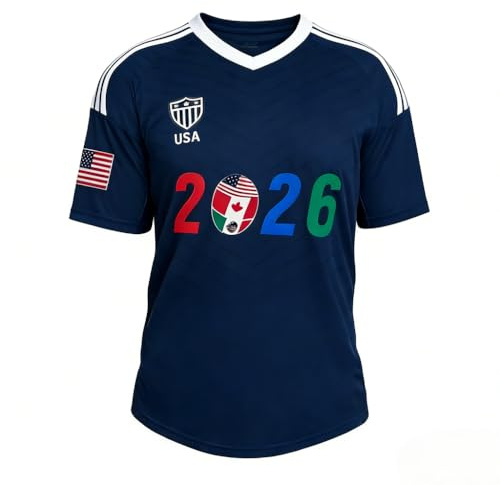 TOMITANY World Cup 2026 Jerseys Shirts for Men and Women Quick Dry Athletic Tops American Flag USA Team Fans Shirts Navy Blue 3XL