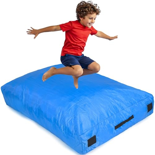 gymnastikutrustning, Autism Crash Mat for barn | Mjuk landning for hoppning och lek | Crashpad | Giant Kids Foam(Blue,S)