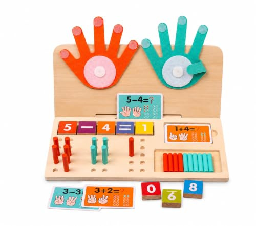 BOECKIE Montessori Planche à calculer et tableau de comptage - Jouet d'apprentissage en bois double face - Apprentissage de l'arithmétique - Jouet éducatif - À partir de 3 ans