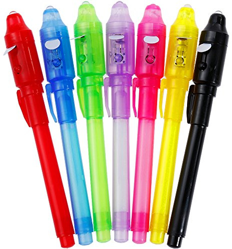 Faburo 7 penne a inchiostro invisibile, penne magiche per bambini con luce UV, pennarelli magici per messaggi segreti, sacchetti per feste di compleanno, regali per bambini