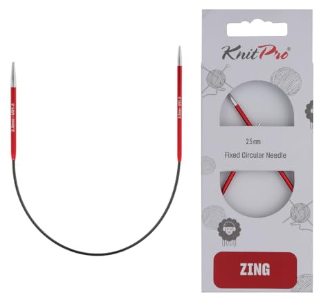 KnitPro K47052 Aiguille Circulaire à Tricoter, Métal, Rouge, 25cm / 2,5mm