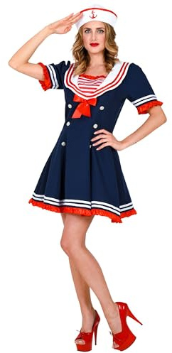 W WIDMANN MILANO Party Fashion - Disfraz de marinera para mujer, vestido con enagua de red y gorra, traje marinero para carnaval