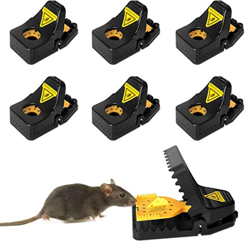 6 Stück Profi Mausefalle Schlagfalle – Verbesserte Faux Käse Pedal Mäusefalle Hochempfindliche Sägezahn Mäusefallen Wiederverwendbare Mouse Trap in Drinne und Garten aus Kunststoff Schwarz und Gelb