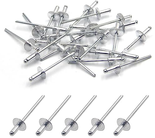 BESTYCHAO 50 remaches ciegos de aluminio con brida grande de 3,2 mm x 8 mm, 50 unidades, color plateado