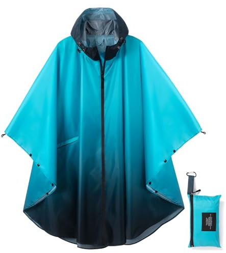 salamra Rain Poncho Jacket Coat Hooded Zipper Style for Women/Men/Adult with Pocket