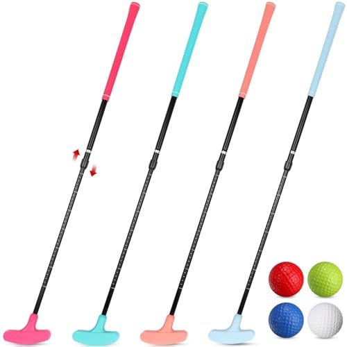 Hiboom 4 Pack Golf Putters for Men and Women Two Way Mini Golf Putter with 4 Balls Adjustable Length Kids Putter Bulk Right or Left Handed Golfers for Children Teenager Junior(Lovely Color,4 Pack)