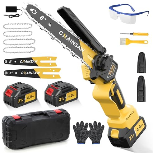 Brushless Mini Chainsaw, 1000W 8000mAh 6 Inch & 8 Inch Mini Chainsaw Cordless, Electric Chain Saw Compatible with Makita Battery, Small Chain Saw to Cut Wood and Trees with Auto Oiler, Gift for Men