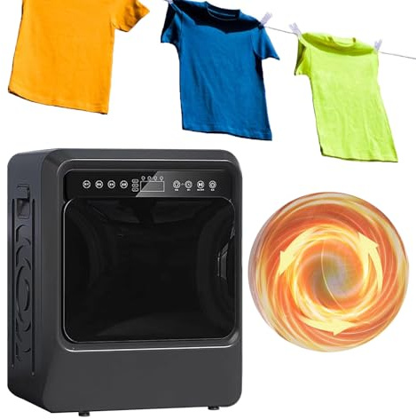 Asciugatrice compatta ventilata con tubo interno in acciaio inossidabile, capacità di asciugatura 4 kg, 3 temperature per diverse modalità di asciugatura, pannello touch LCD intelligente, 1000 W