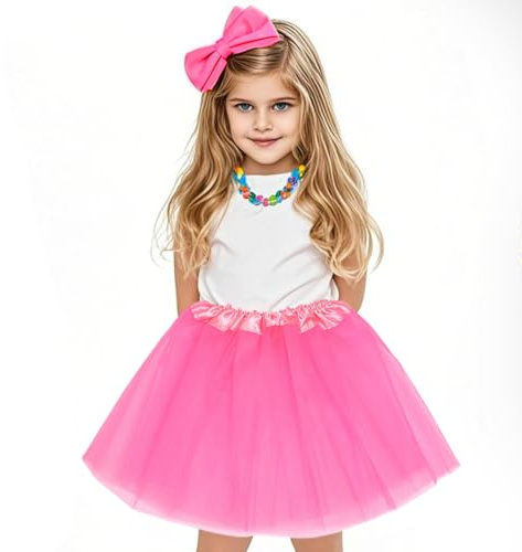 OQKAHIV Jupe Tutu de Ballet pour Filles en Tulle - 3 Couches de Danse Princesse (Rose foncé)